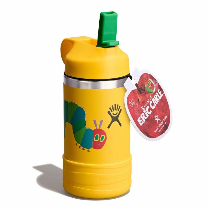 kids-12-oz-bottle-world-of-eric-carletm-e5 le26-w12-1000-kids-12-oz-wide-straw-cap-and-boot-yellow-caterpillar-angled-lid-open-withtag_1.jpg